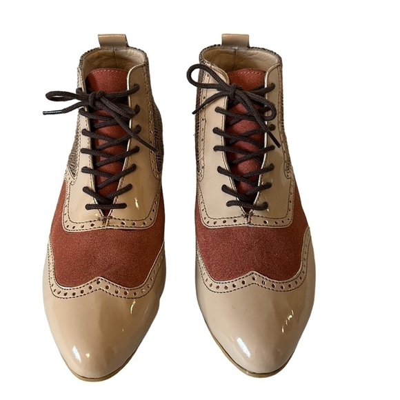 Dsign Step Leather With Broguing Herringbone Tweed Booties - Size US 6 - Picture 4 of 15